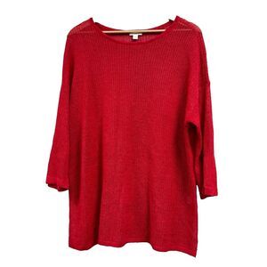 J. Jill Large Red Open Knit Top